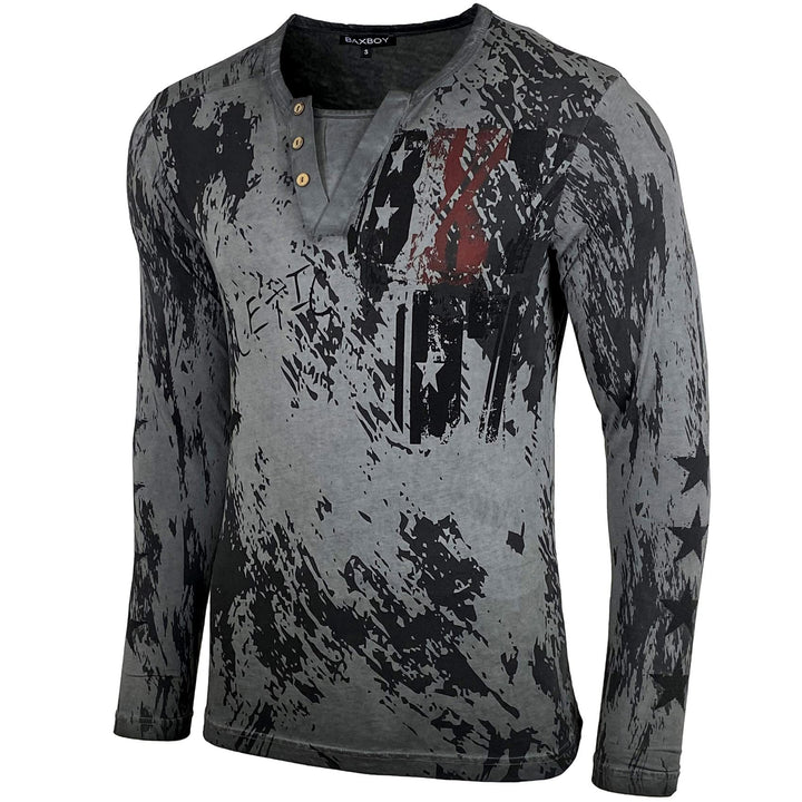 Baxboy Herren Longsleeve T-Shirt Moderner Männer Langarmshirt Langarm Sweatshirt 702 S Anthrazit, S