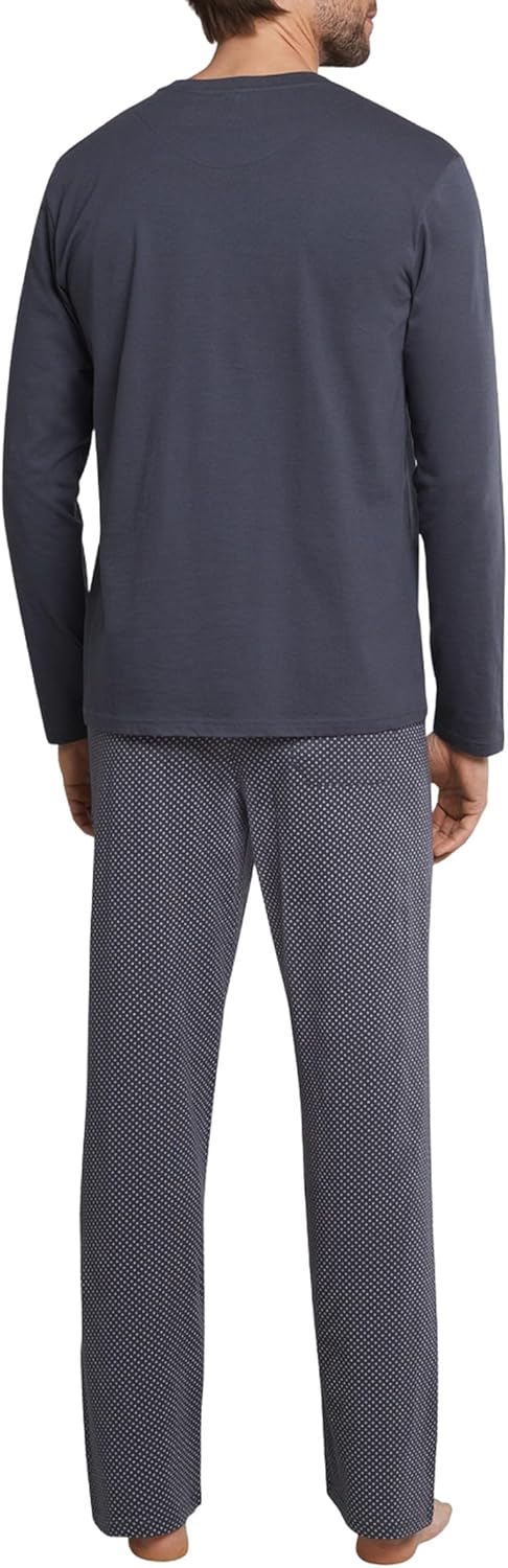 Schiesser Herren Langer Schlafanzug Pyjama Lang - 159633 106 Anthrazit_159633, 106 Anthrazit_159633