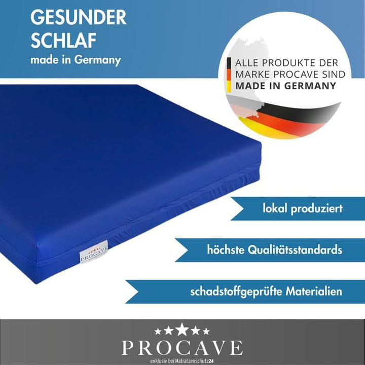 PROCAVE wasserdichter Matratzenbezug in blau. atmungsaktiv und abwischbar 70x140 cm für Matratzen-Hö