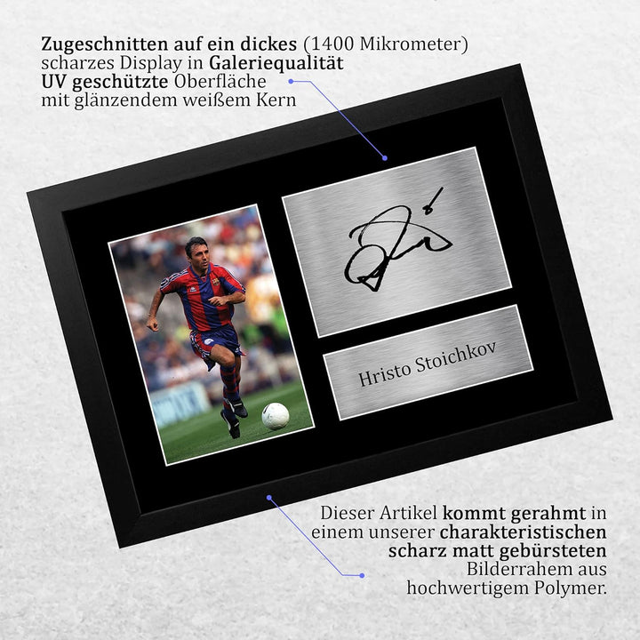 HWC Trading FR A4 Hristo Stoichkov Barcelona Gifts gedrucktes Autogramm für Fans und Fans – A4 gerah