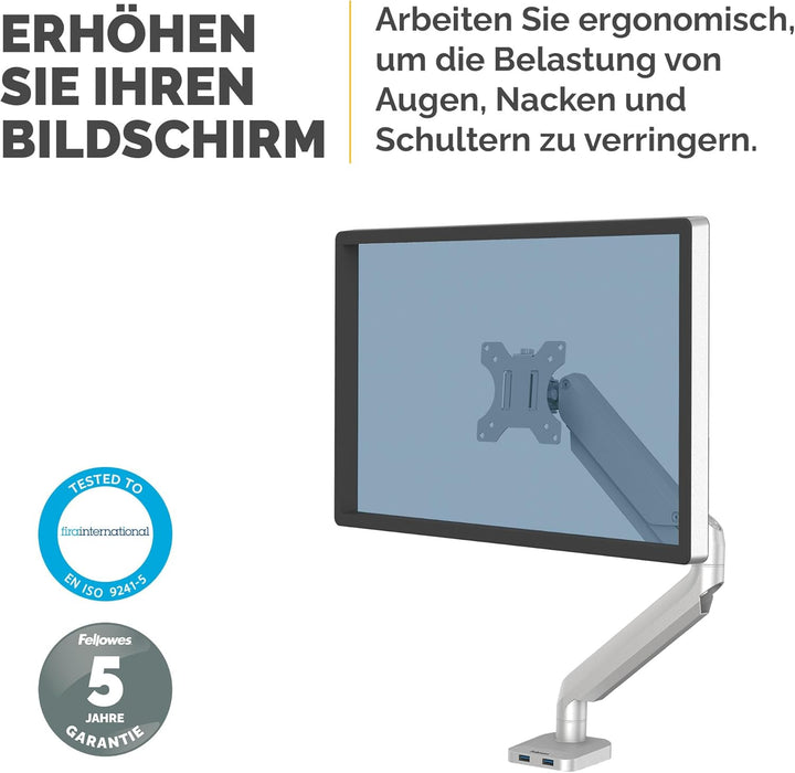 Fellowes Monitor Halterung für 1 Bildschirm bis 32 Zoll (81,28 cm) - Platinum Series Monitor Arm mit