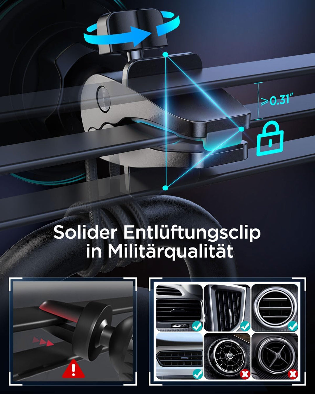 JOYROOM 15W Design für Magsafe Autohalterung mit Ladefunktion, [1,80KG Magnetkraft][5S Installation]