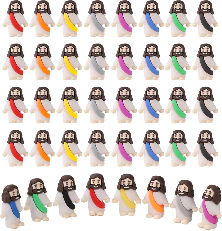 40stk Jesus Spielzeug, 3x1,5x3,5cm Mini Kleine Jesus Figuren Klassischer Christus Spielzeug für Kind