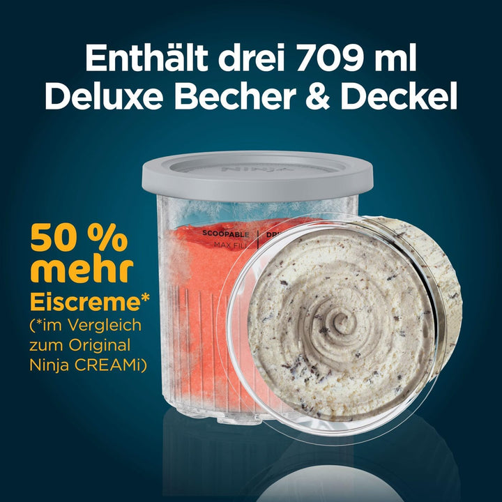 Ninja CREAMi Deluxe Eis-und Eisgetränkmaschine mit 2 Bechern, 10 Funktionen, macht Eiscreme, Gelato,
