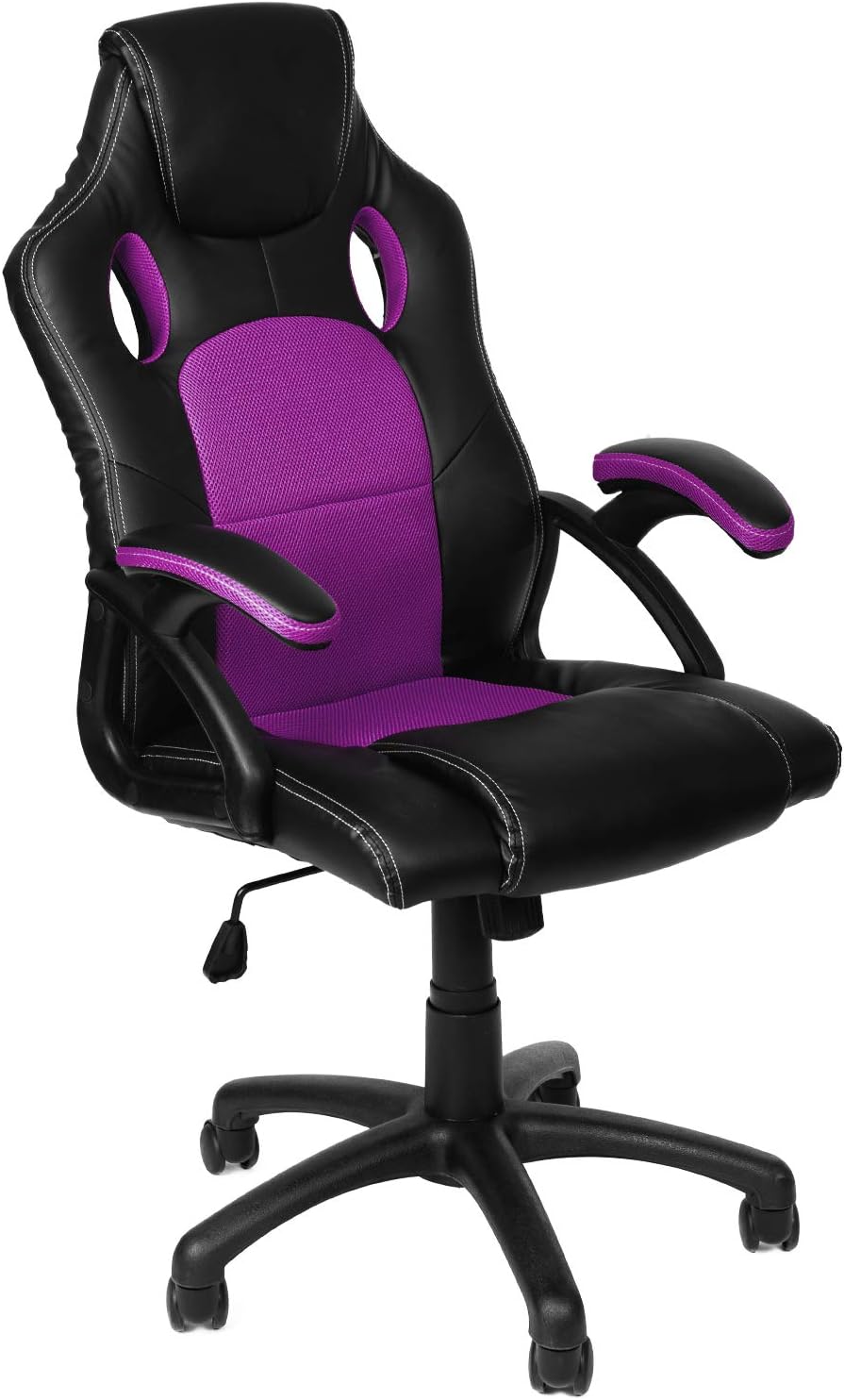 Gamer Stuhl Gaming Schreibtischstuhl Chefsessel Bürostuhl Ergonomisch, Lila, 9 Farbvarianten, gepols