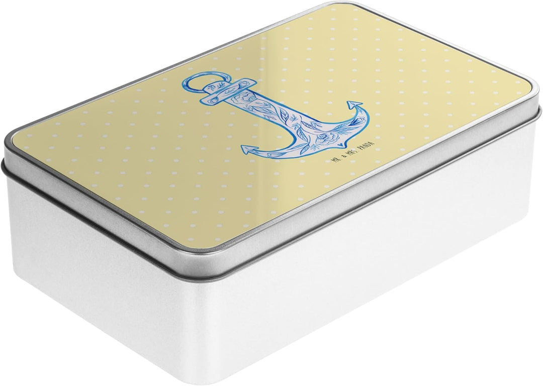 Mr. & Mrs. Panda Metalldose rechteckig Anker Blau - Geschenk, Vorratsbox, lustige Sprüche, Tiermotiv