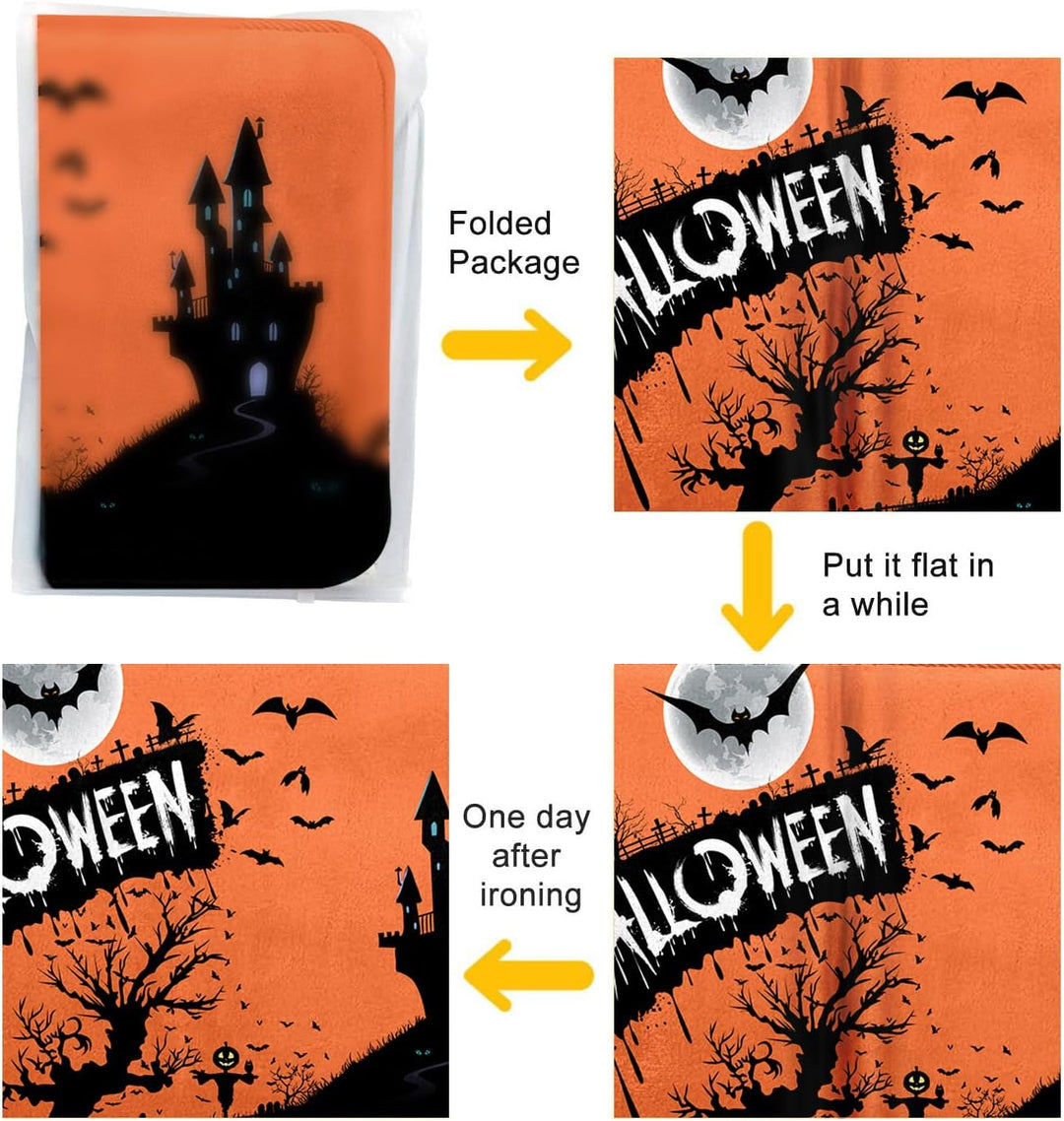 Britimes Halloween-Badematte für Badezimmer, Schloss unter orangefarbenen Nachtgräbern, kein Verruts