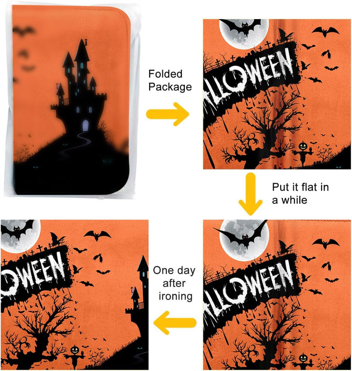 Britimes Halloween-Badematte für Badezimmer, Schloss unter orangefarbenen Nachtgräbern, kein Verruts