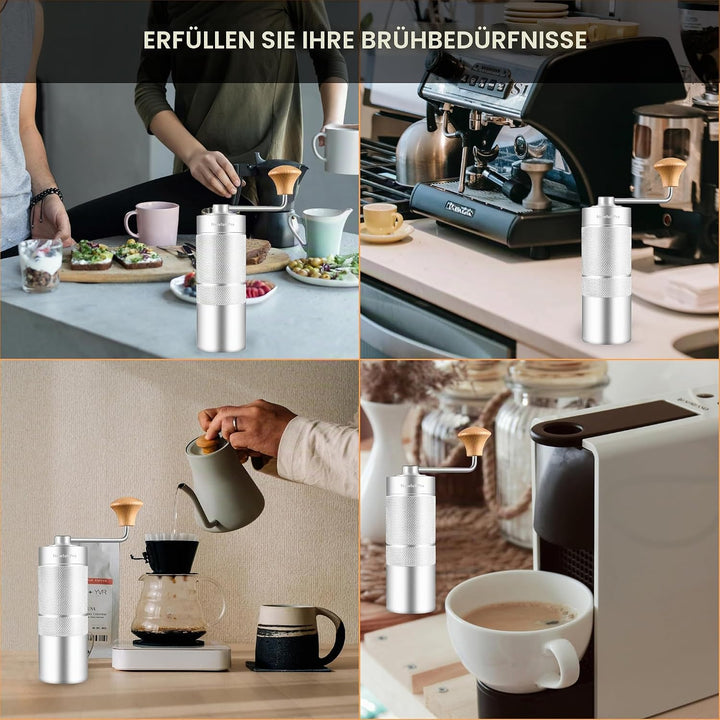 NewlukPro M6 Kaffeemühle Handbuch, Kapazität 25g, Hand Kaffeemühle Sharp Hexagonal Mahlkern, tragbar