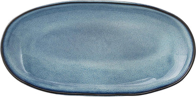 Bloomingville Serviertablett Sandrine, blau, Keramik 16 x 34 x 3,5 cm Blau, 16 x 34 x 3,5 cm Blau