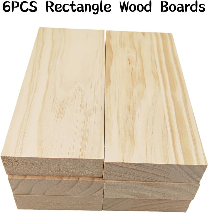 Rechteckige Holzbretter, unlackierte Holzblöcke zum Basteln, 20 x 8 x 2,5 cm, blanko, zum Schnitzen,