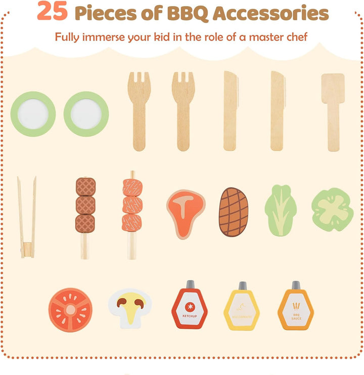 HOMASIS Matschküche Kinder Outdoor, Kinderküche mit BBQ-Grill Tafel Waschbecken Spüle, Spielküche mi