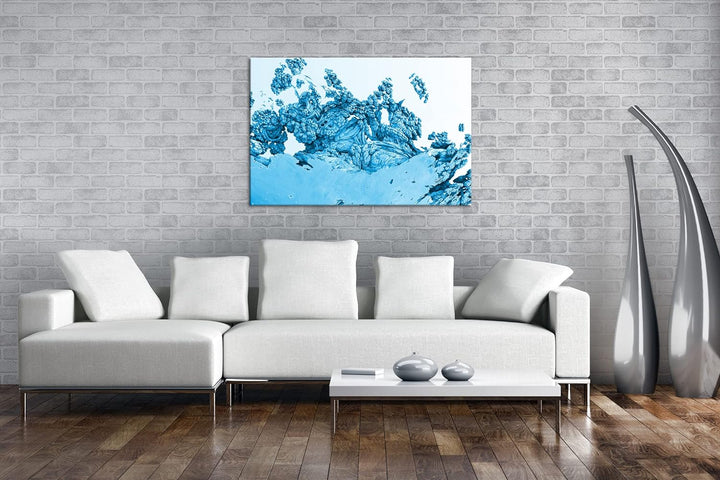 deyoli kunterbuntes Fraktal Format 80x60 Effekt: Monocrome Blau als Leinwandbild, Motiv fertig gerah