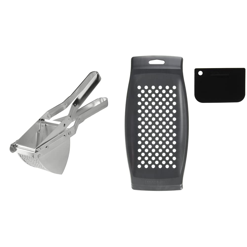 Fackelmann 45450 Kartoffelpresse, (Farbe: Silber), Menge: 1 Stück & Spätzlereibe mit Teigschaber, Sp