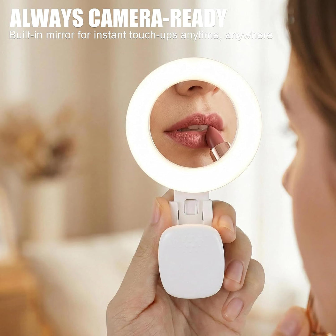 2er Set Selfie Licht Handy – Ringlicht Handy mit 3 Farbtemperaturen, 9 Helligkeitsstufen, 180° drehb