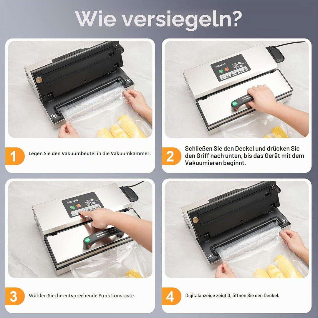 Wevac Vakuumiergerät für Lebensmittel, 95 kPa, 550 W, leistungsstark, Einhandbedienung, Vakuumierger