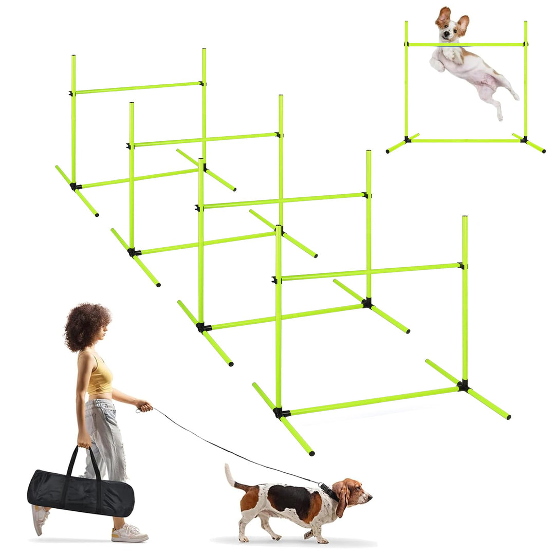 ACXIN Agility Set Hürdenset Hundetraining Zubehör mit 4 Stück Hürden, Slalom Stangen Agility-Ausrüst