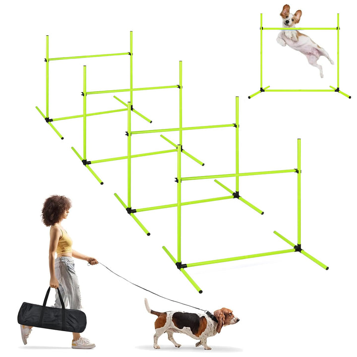 ACXIN Agility Set Hürdenset Hundetraining Zubehör mit 4 Stück Hürden, Slalom Stangen Agility-Ausrüst