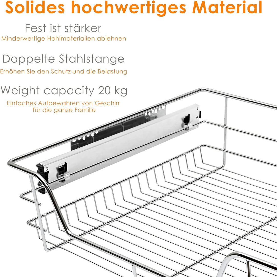 Randaco Küchenschublade 2 Stück, Teleskopschublade Für Schrankbreite 50cm, Schrankauszug Vollauszug