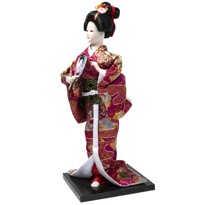 Asiatischer Puppe, japanische Dekoration, Geisha Kimono, Fuchsia, Fuchsia