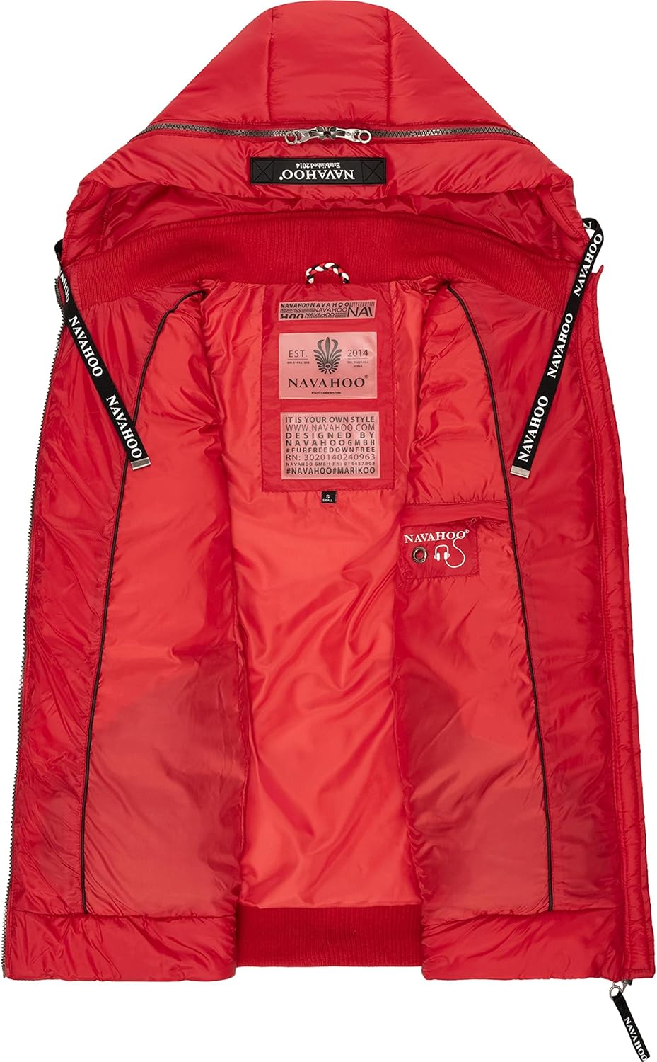 Navahoo Damen Steppweste leichte Outdoor-Weste Übergangsjacke mit Kapuze Kassidy XS-3XL XS Rot, XS R