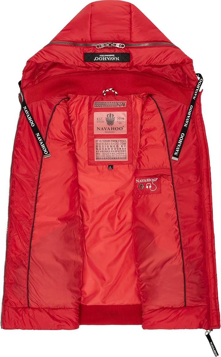 Navahoo Damen Steppweste leichte Outdoor-Weste Übergangsjacke mit Kapuze Kassidy XS-3XL XS Rot, XS R