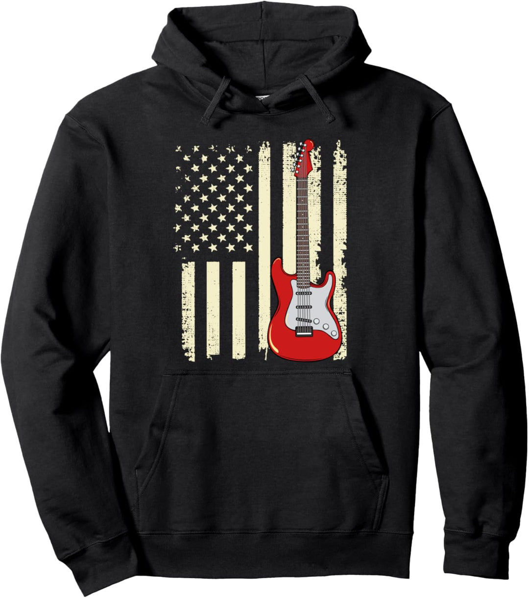Amerikanische US-Flagge Gitarre Gitarrist Gitarrespieler Pullover Hoodie