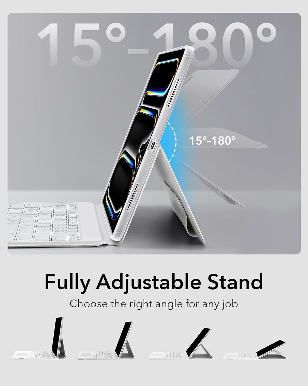 ESR für iPad Pro 13 Zoll (M5/M4) Tastatur Hülle mit Trackpad, Weiss iPad Pro 13 (2024) Weiss, iPad P
