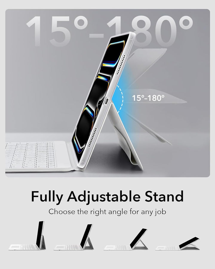 ESR für iPad Pro 13 Zoll (M5/M4) Tastatur Hülle mit Trackpad, Weiss iPad Pro 13 (2024) Weiss, iPad P