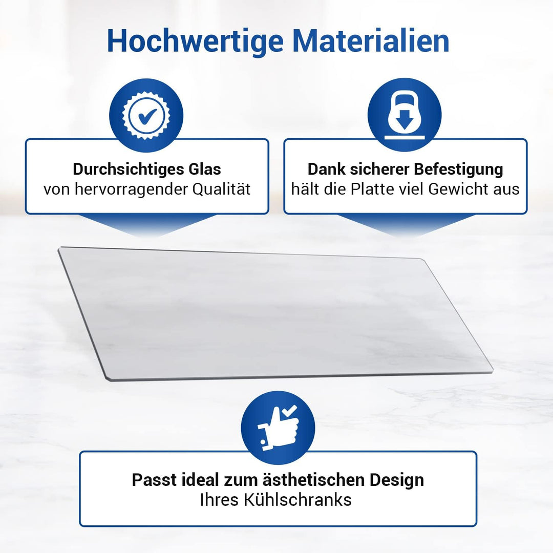 VIOKS Kühlschrank Glas 476x195mm Ersatz für Zanussi 224906410/2 & Electrolux Gemüsefach Einlage, Gla