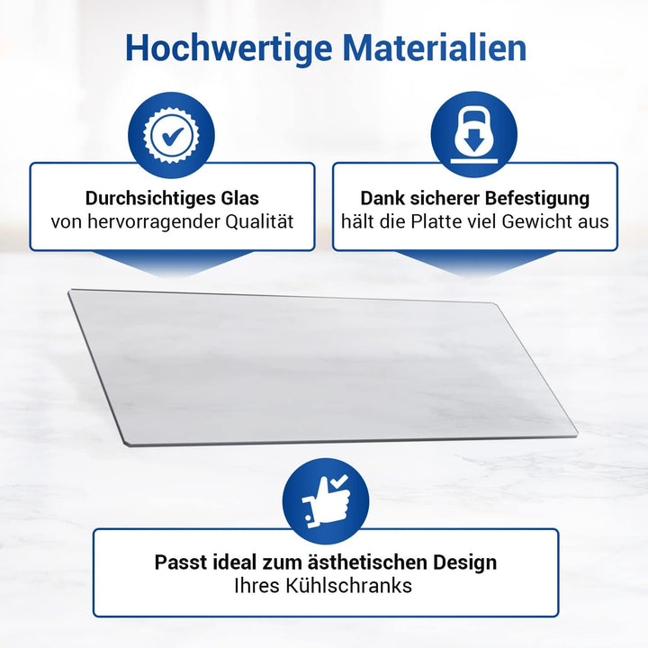 VIOKS Kühlschrank Glas 476x195mm Ersatz für Zanussi 224906410/2 & Electrolux Gemüsefach Einlage, Gla