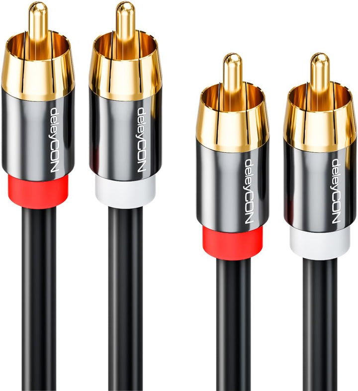 deleyCON 10m Cinch Kabel Stereo Audio Cinch RCA Kabel 2x Cinch Stecker zu 2x Cinch Stecker HiFi-Anla