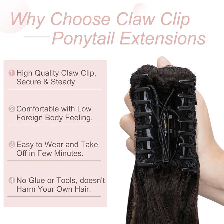 Haarteile Echthaar Ponytail Extension Clip in Pferdeschwanz Extensions Echthaar Glatt Zopf Haarverlä