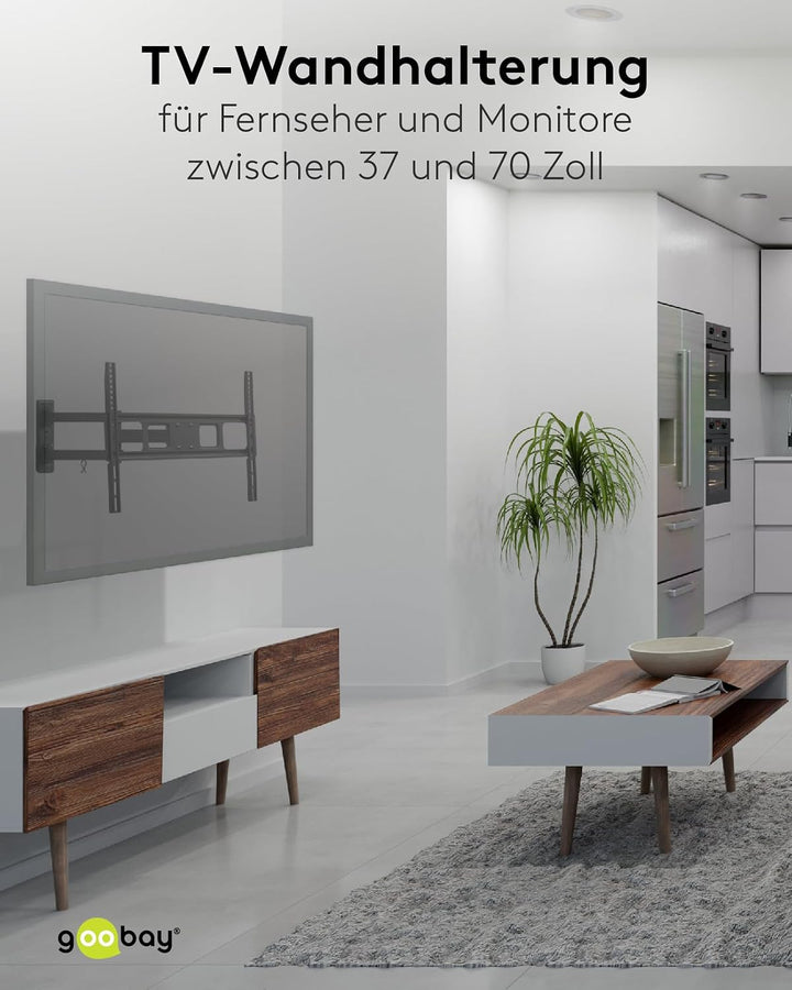goobay TV-Wandhalterung Fullmotion 37–70 Zoll, schwenkbar ±90°, neigbar, VESA 600x400, bis 35 kg, Ka