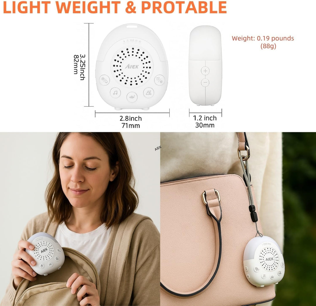 AIEK Baby White Noise Machine, 30 beruhigende Schlafgeräusche, 5 Farben Baby Nachtlicht Timer, Schla