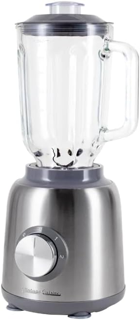 Vintage Cuisine Retro-Standmixer mit Minizerkleinerer, 1,5 L, 800 W, Glas, Silber
