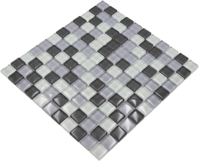 Mosaik Quadrat Crystal mix grau Glasmosaik Transluzent Transparent 3D Fliesenspiegel, Mosaikstein Fo