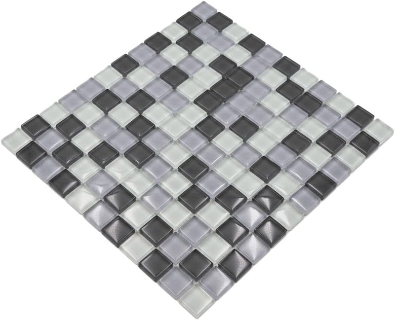 Mosaik Quadrat Crystal mix grau Glasmosaik Transluzent Transparent 3D Fliesenspiegel, Mosaikstein Fo
