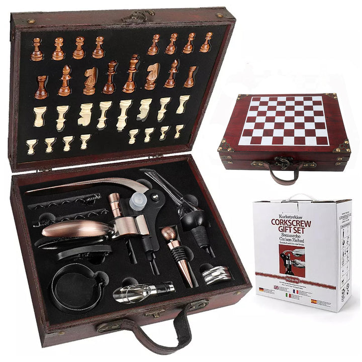 ZBPASL Korkenzieher Set in Holzkiste Geschenk,Luxus Weinöffner,Wein Sommelier Sets mit Flaschenöffne