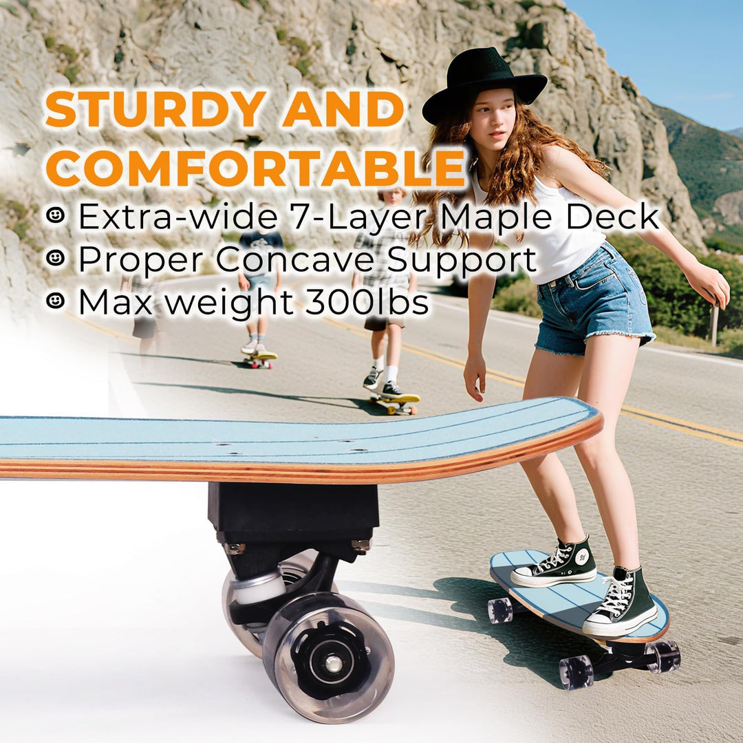 Nattork Complete Skateboards 29" x 8" Kids Skateboard Cruiser Skateboards for Beginners Double Kick