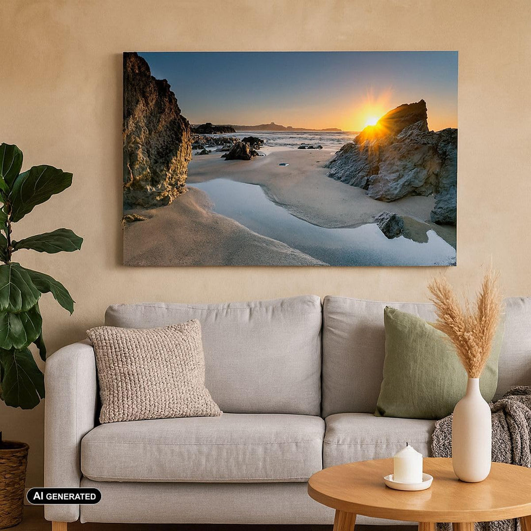 Bilder auf Leinwand Landschaft britisch Ufer Küste Leinwandbild 70x50cm Wandbilder Dekoration Wohnzi