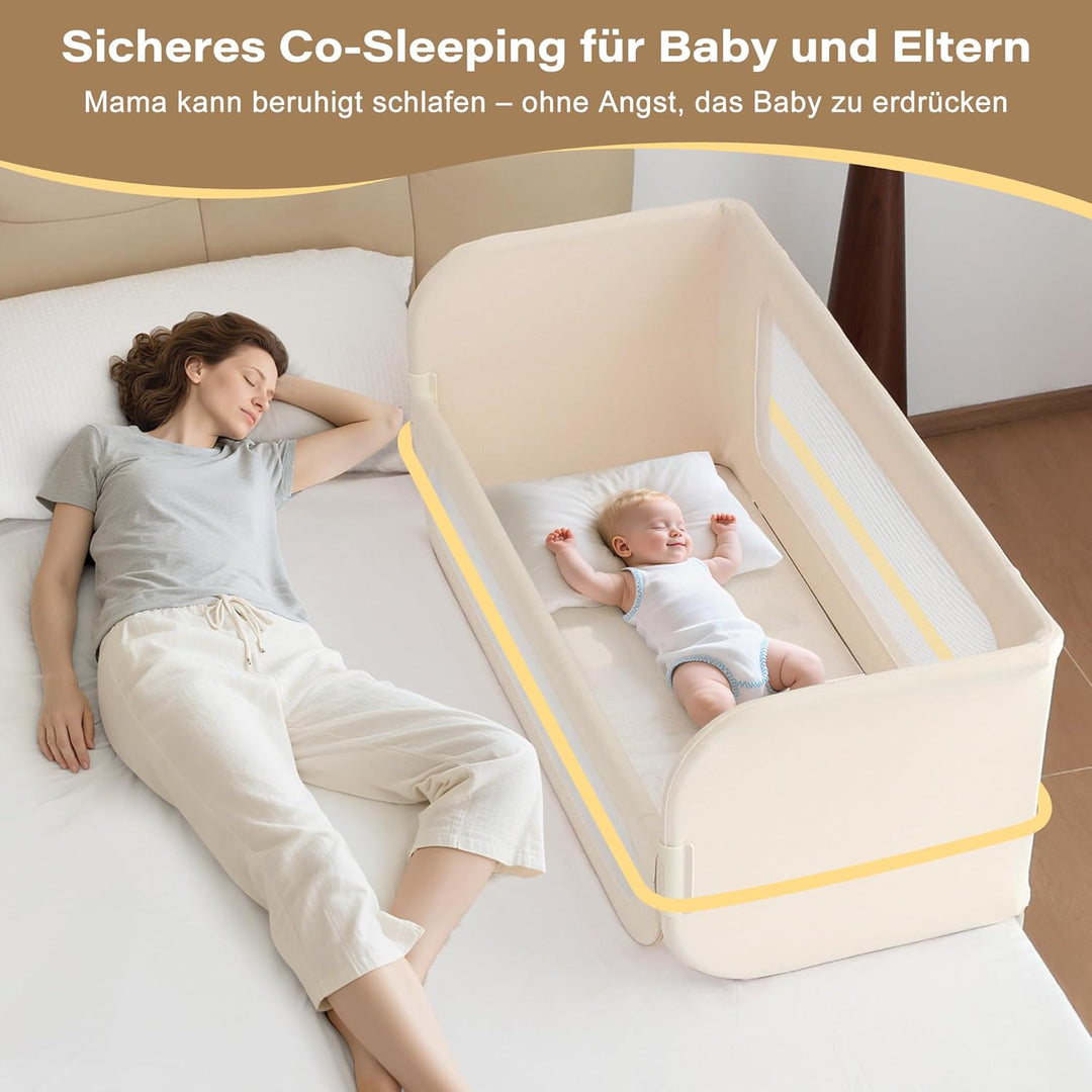 Rausfallschutz Bett Reise 185cm, 2-IN-1 Funktion als Baby Beistellbett und Bettgitter Baby, Rausfall