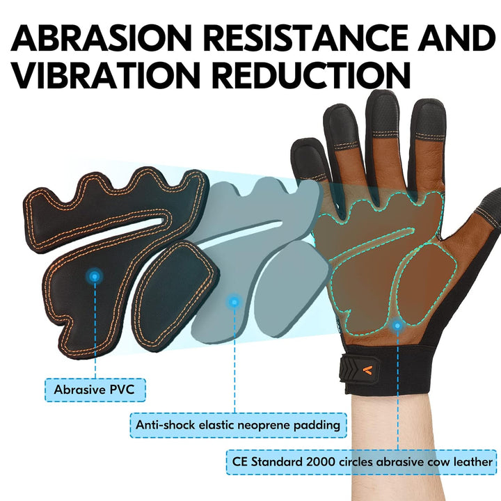 Vgo... 1 Paar schnittfeste Handschuhe, Leder-Arbeitshandschuhe, Mechanikerhandschuhe, HPPE Anti-Cut
