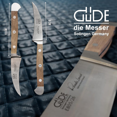 GÜDE Solingen - Schälmesser geschmiedet, 6 cm, Fasseichenholz, ALPHA FASSEICHE, Tourniermesser, Dopp