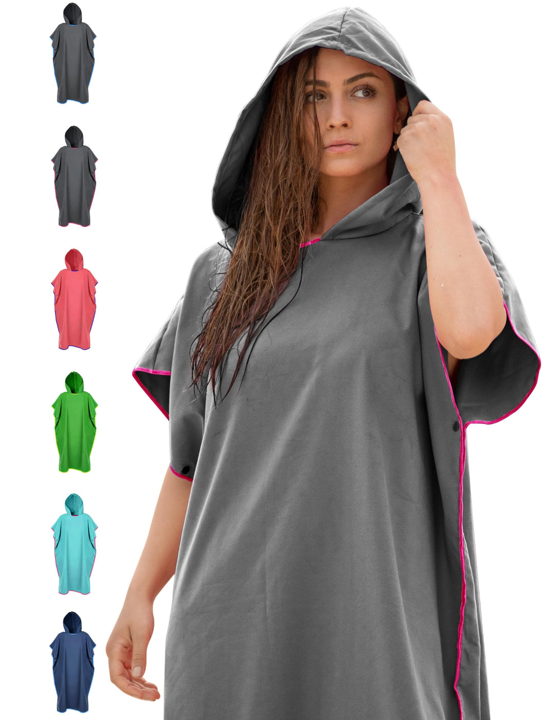 NirvanaShape Handtuch-Poncho für Erwachsene, Umziehhilfe & Handtuch zugleich, Surf-Poncho mit Quick-