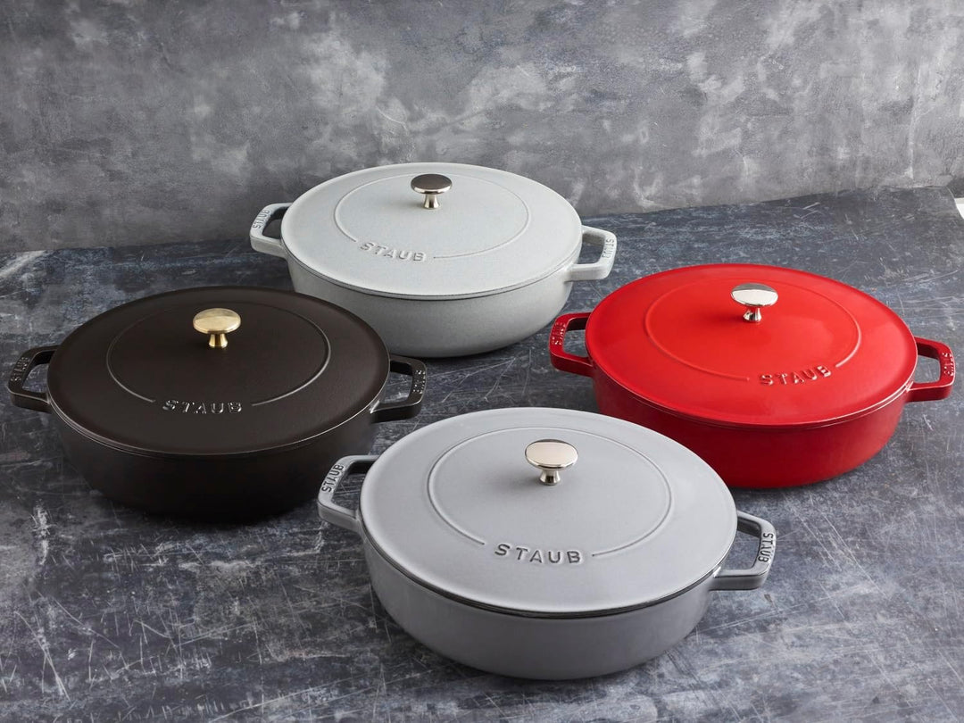 STAUB Gusseisen Bräter, Chistera Tropfenstruktur im Deckel, Rund 24 cm, 2,5 L, Graphitgrau Graphitgr