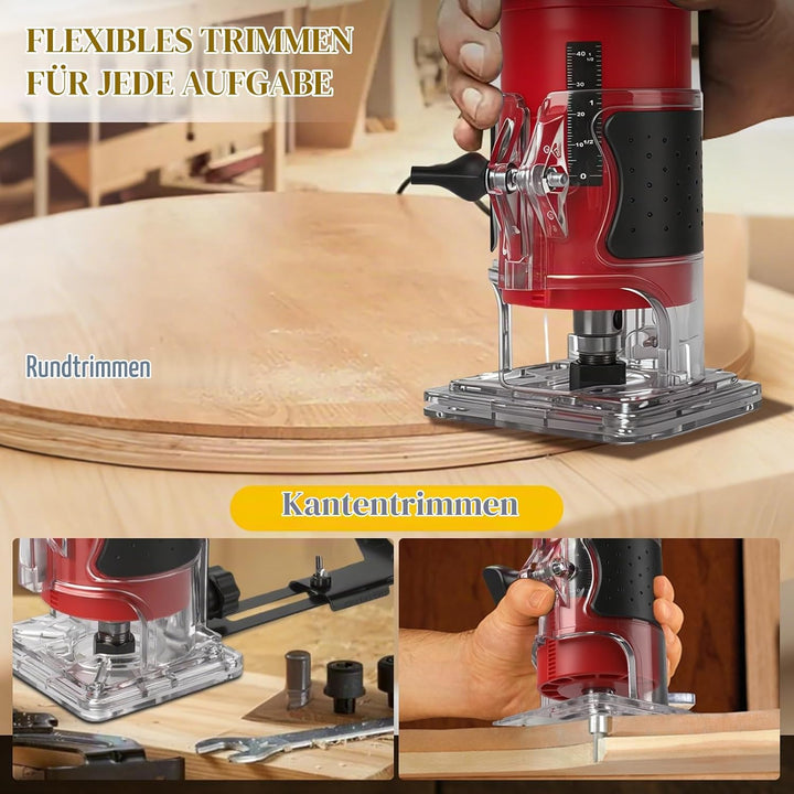 Akku Oberfräse kompatibel mit Milwaukee 18V-Akku (ohne Akku), 800 W bürstenloser Holztrimmer mit 100