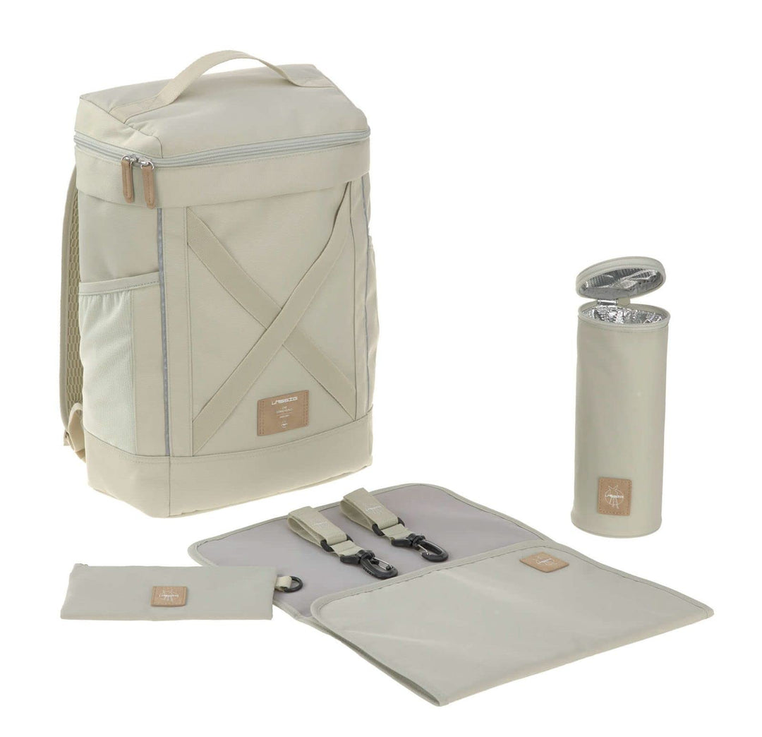 LÄSSIG Baby Wickelrucksack Wickeltasche Rucksack mit Wickelunterlage, Kinderwagenbefestigung, Flasch