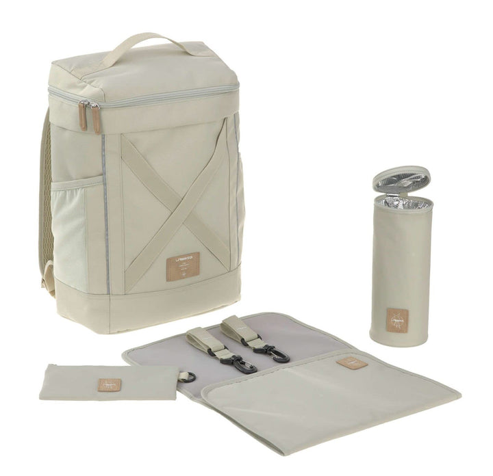 LÄSSIG Baby Wickelrucksack Wickeltasche Rucksack mit Wickelunterlage, Kinderwagenbefestigung, Flasch
