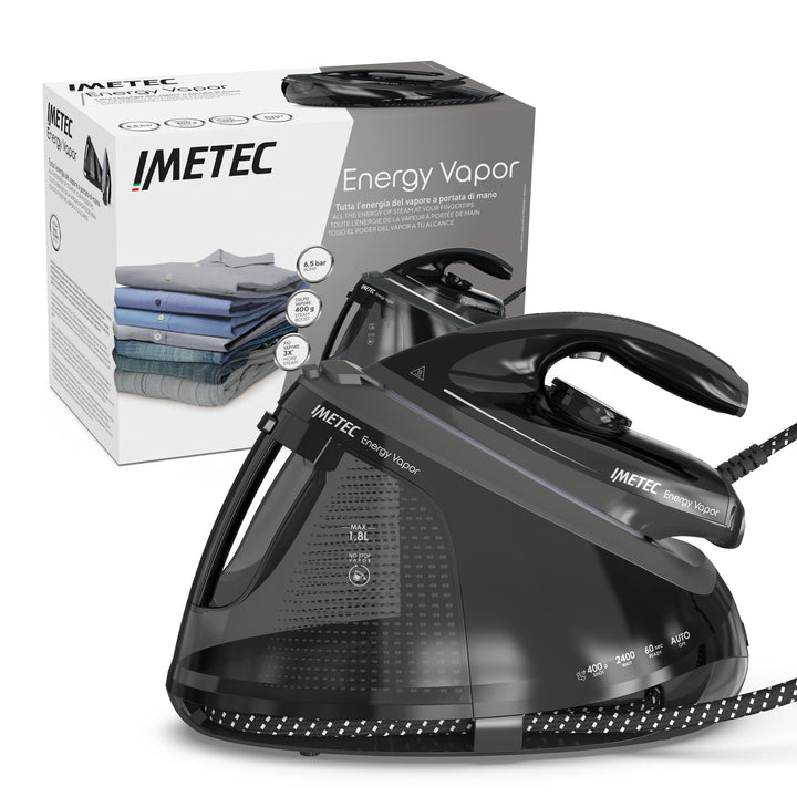 Imetec Energy Vapor | Bügeleisen mit Dampferzeuger, 6,5 BAR Pumpe, 400 g Dampfstoss, 2400 W, Fluid C